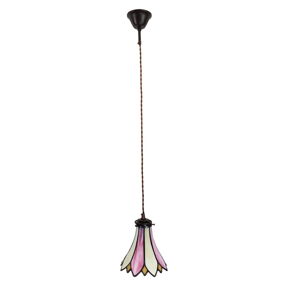 Hanglamp Tiffany Ø 15x115 cm Roze Beige Glas Hanglamp Eettafel