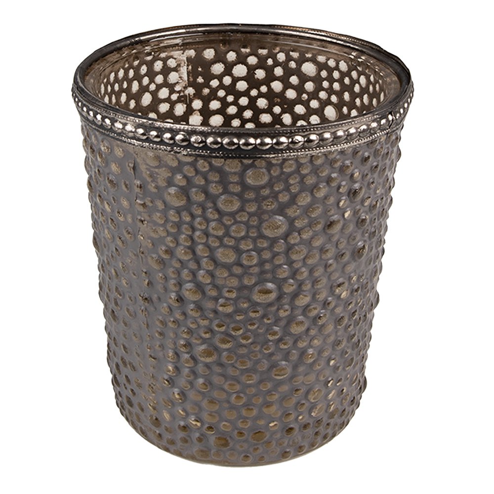 Theelichthouder Ø 9x10 cm Grijs Glas Waxinelichthouder