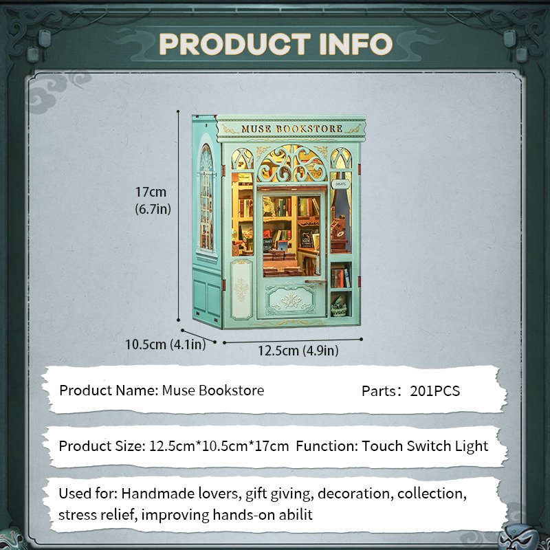 Cutebee, DIY Booknook, Muse Bookstore, BJAA201,12,5x10,5x17cm