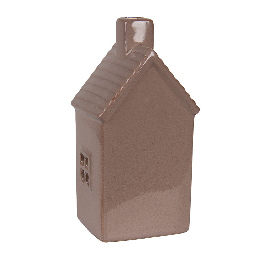 Decoratie Huis met LED 8x6x15 cm Bruin Keramiek