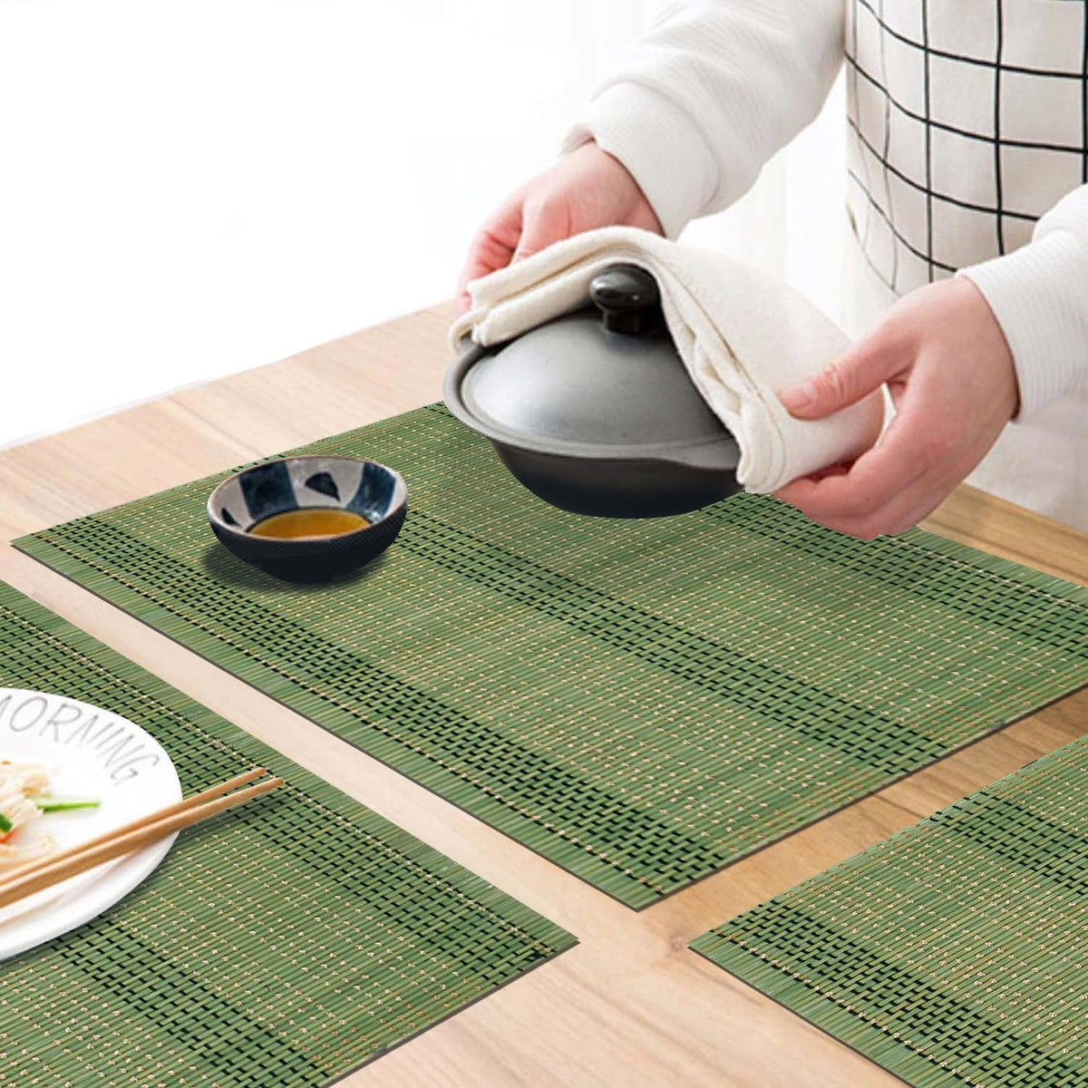 Placemats – Omkeerbare bamboe eetmatten – Set van 6, 45x30 cm