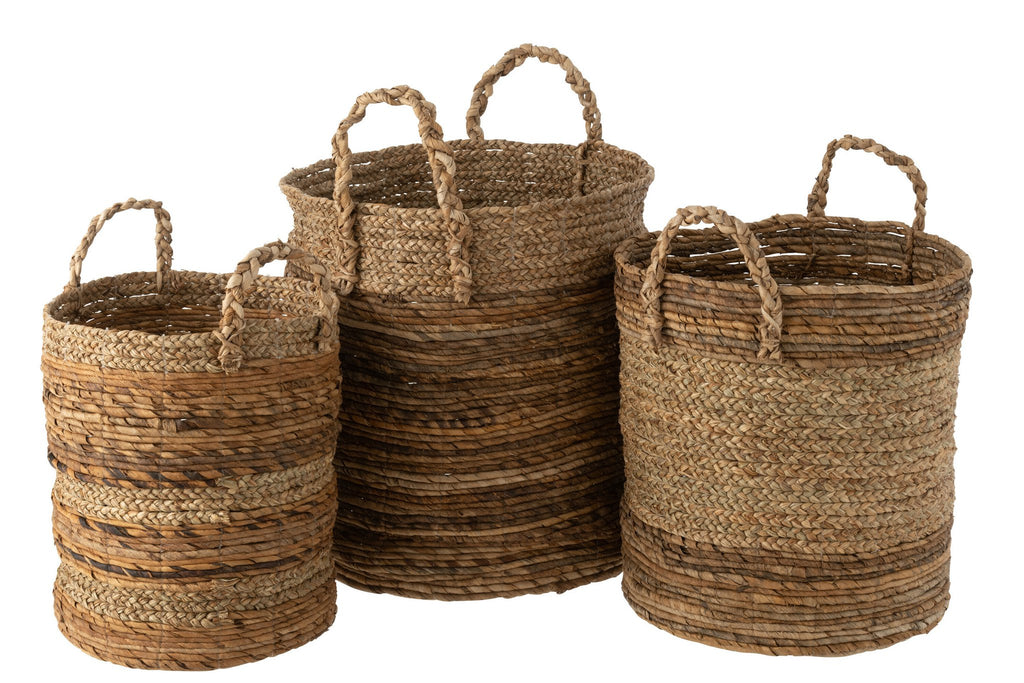 J-Line mand Lucie - jute - naturel - 3 stuks