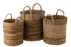 J-Line mand Lucie - jute - naturel - 3 stuks