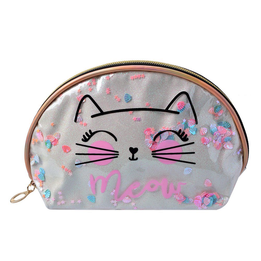 Toilettas Dames 22x8x14 cm Beige Polyester Kat Make-Up Tasje