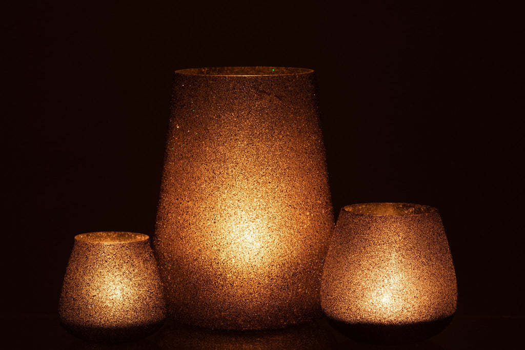 J-Line lantaarn Glitter - glas - per paar - groot