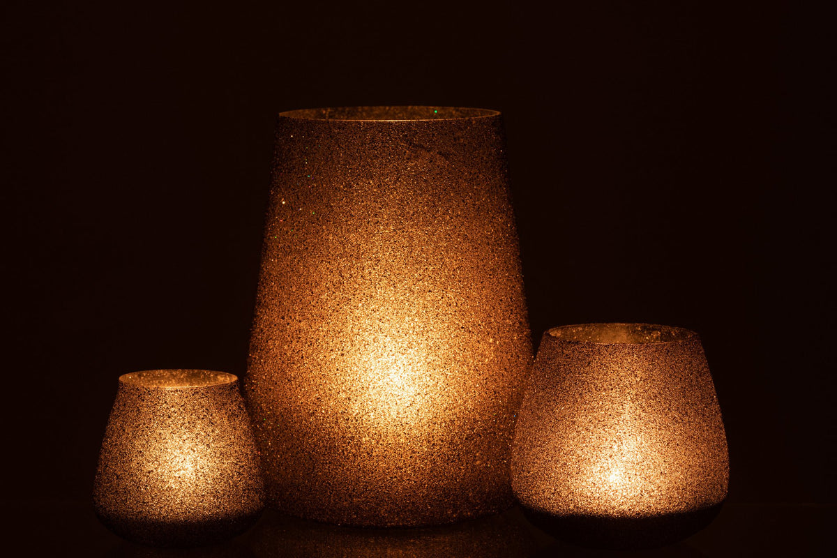 J-Line lantaarn Glitter - glas - per paar - groot