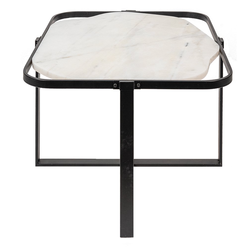 Salontafel 86x68x45 cm Zwart Wit IJzer Bijzettafel