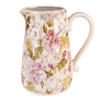 Decoratie Kan 20x14x23 cm Roze Beige Keramiek Bloemen Waterkan
