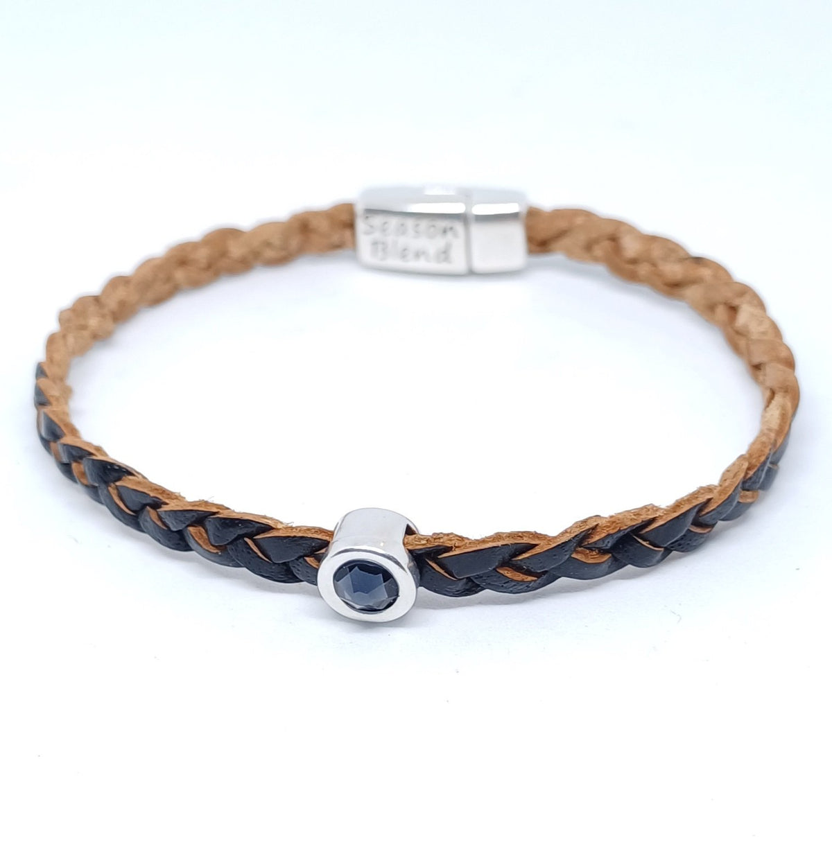 Shorty gevlochten leren armband antiek zilver