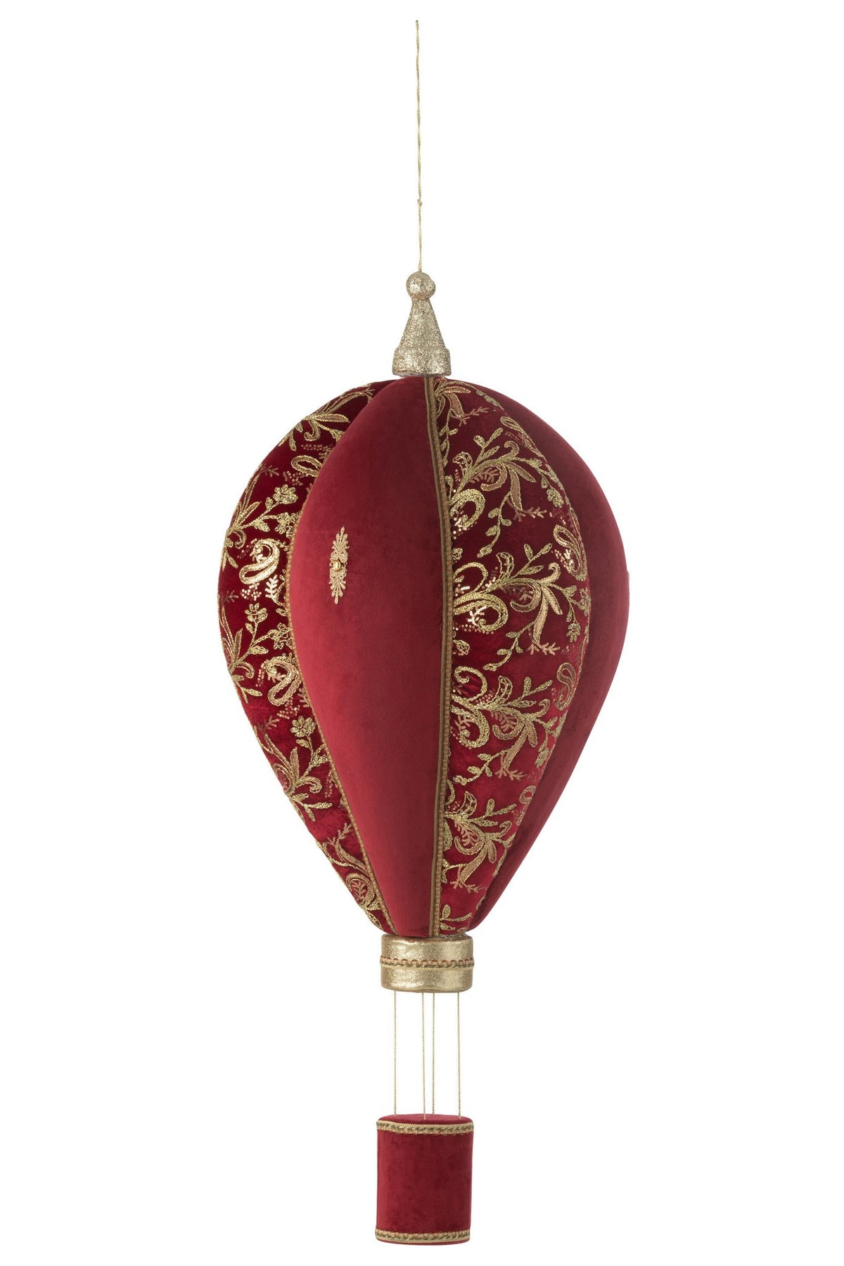 J-Line decoratie Heteluchtballon - polyfoam/textiel - rood/goud - L