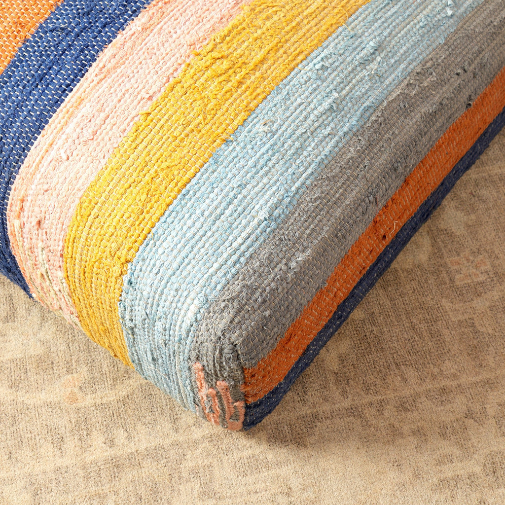 Vloerligbed van gestreept katoen met rugleuning Veelkleurig - 102 cm