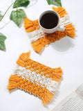 Gele Macrame Onderzetter Set – Handgemaakt Katoen Geweven - 2st