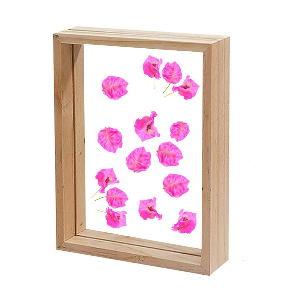 Houten rechthoekig decorframe – verwisselbare droge bloeminzet – natuurlijk hout en acryl – 7,5 x 5,5 inch