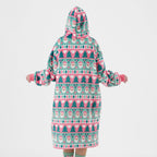 Textino Jolly Santa - Hoodie 70x110 cm - Volwassenen - Kerstmis - Geranium Roze - Roze