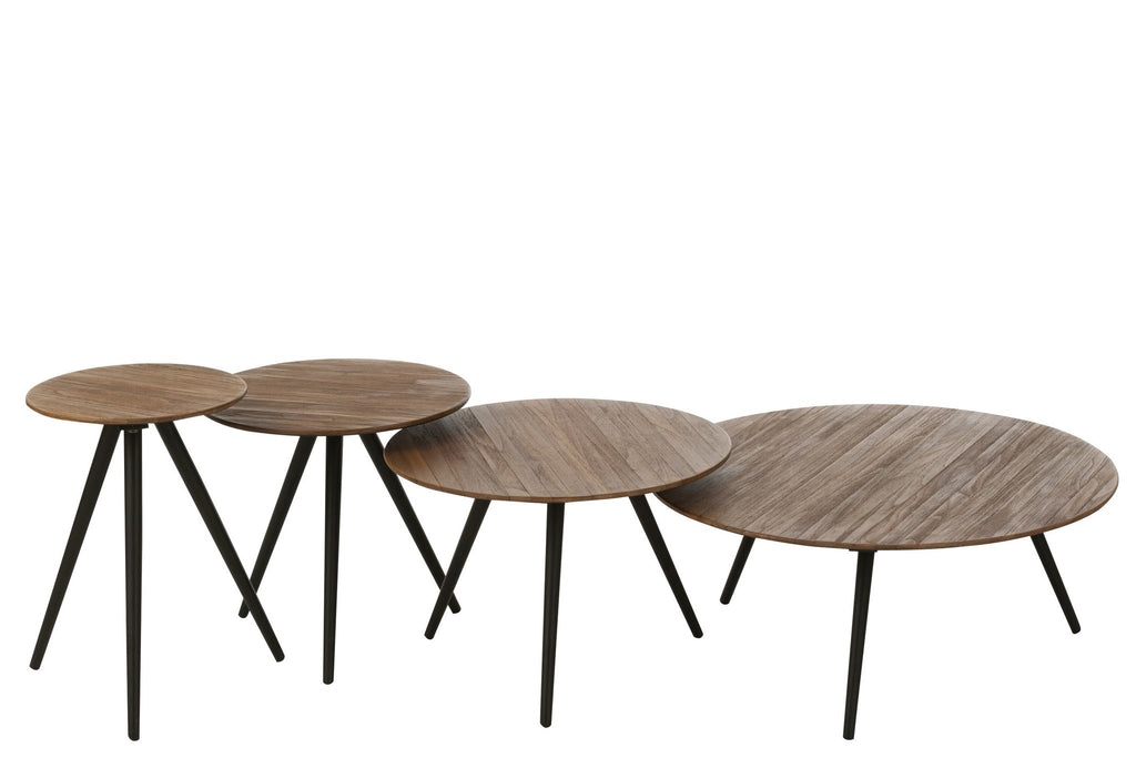 J-Line tafel Rond Gerecycleerd Teak - hout - naturel