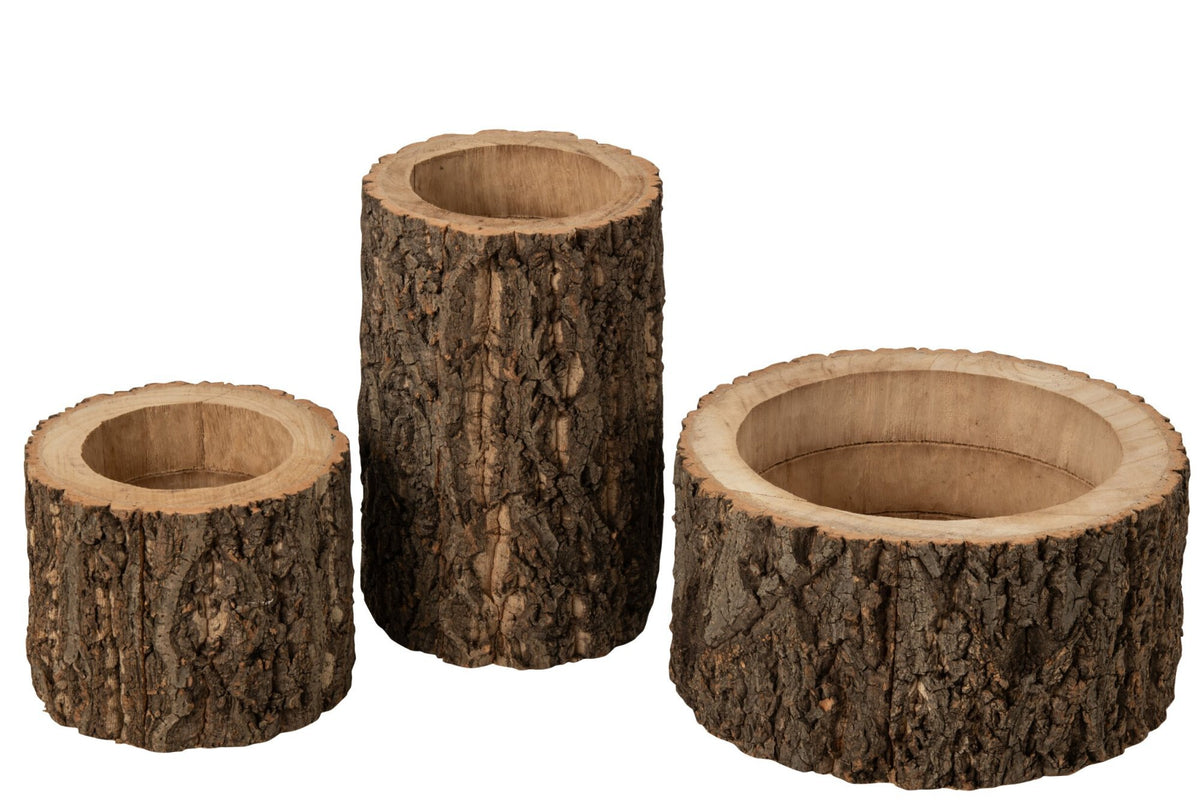 J-Line bloempot Boomstam - hout - naturel - large