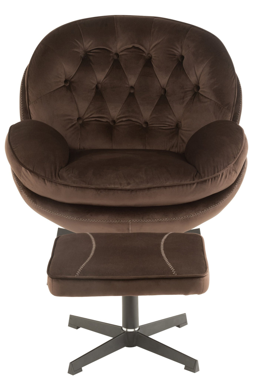 J-Line zetel Relax -+ voetbank - metaal/textiel - donkerbruin