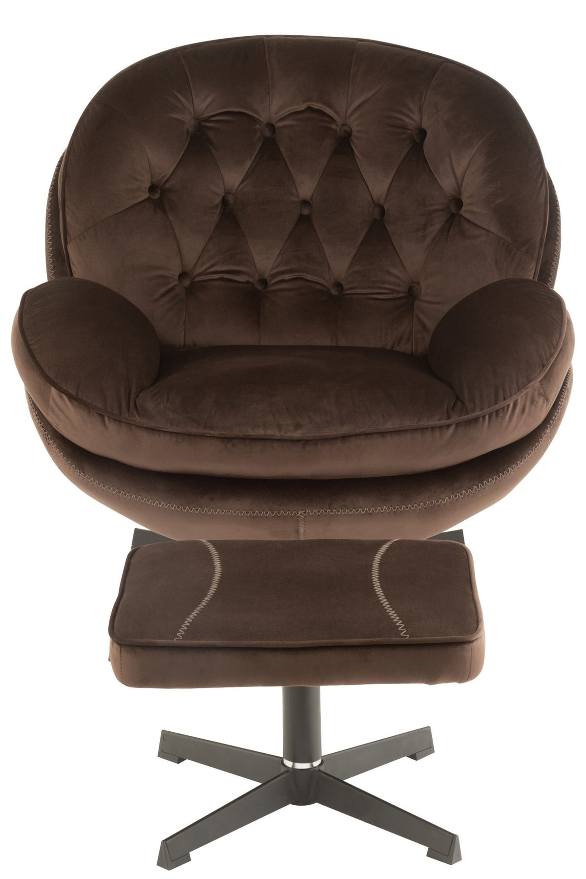 J-Line zetel Relax -+ voetbank - metaal/textiel - donkerbruin