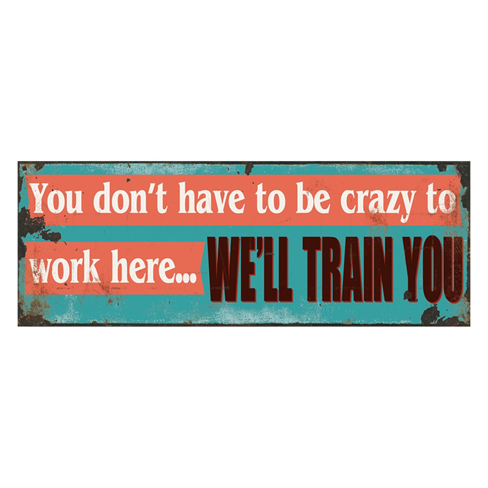 Tekstbord 36x13 cm Blauw Oranje IJzer Wandbord