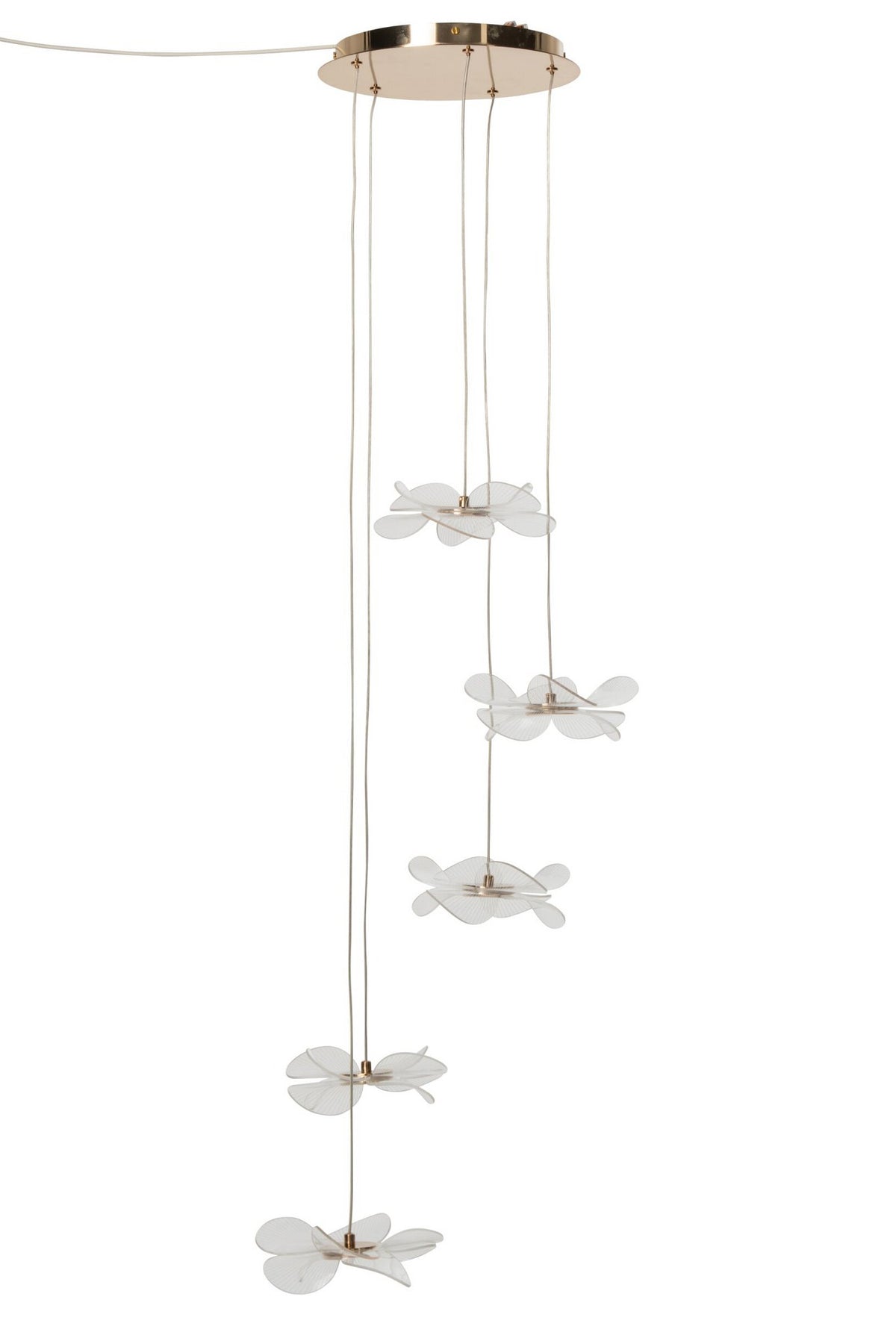 J-Line plafondlamp bloem - acryl - goud - large