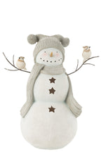 J-Line Sneeuwman Vogels Resine Wit/Grey Large