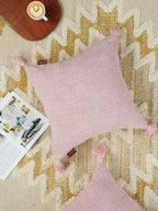 Set van 2 - Decoratieve kussenhoezen – Textiel met accent aan de binnenkant – Natuurlijke vezels, rand met franjes