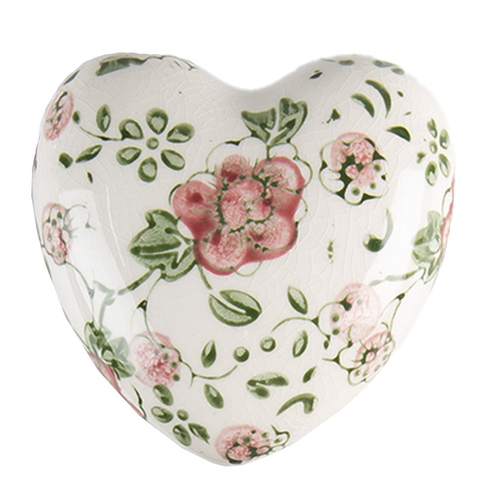 Decoratie 8x4 cm Roze Beige Keramiek Bloemen