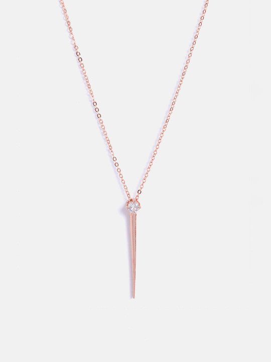 Handgemaakt sieraad – halsketting met hanger – roséverguld messing, kristallen accenten – individuele eenheid