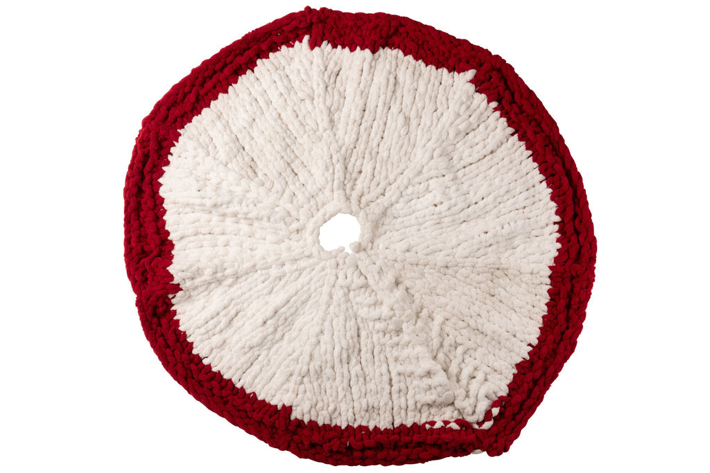 J-Line kerstboom rok Gebreid - polyresin - wit/rood