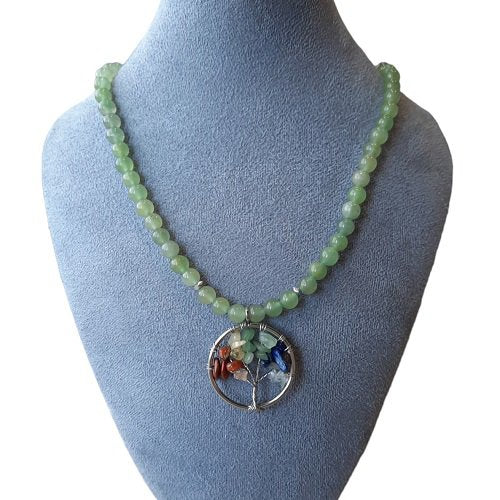 Damesketting met Aventurijn en gevlochten Tree of Life