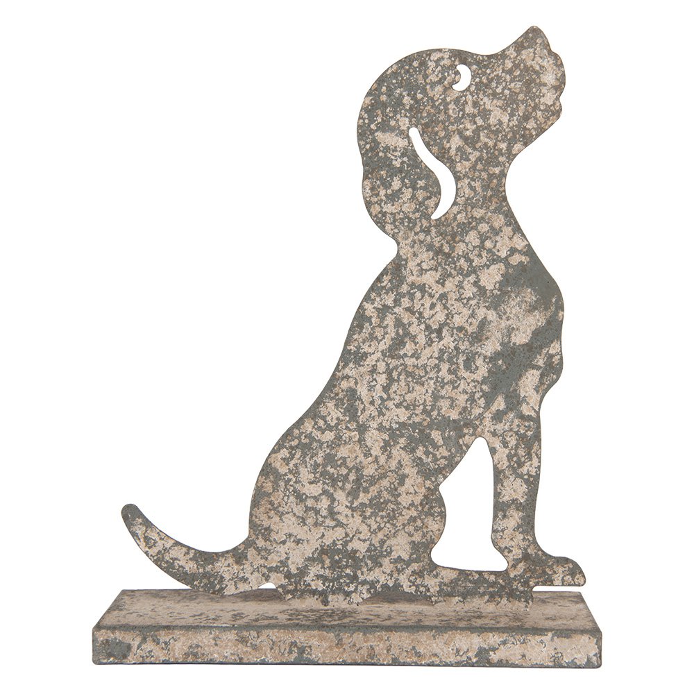 Decoratie Beeld Hond 16x8x19 cm Grijs Metaal