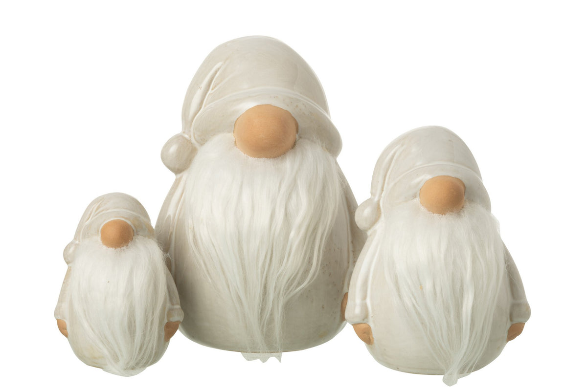 J-Line figuur Kabouter Baard - porselein - grijs - L