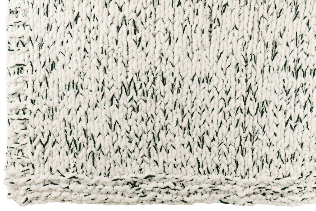 J-Line fleece deken wit/groen polyester