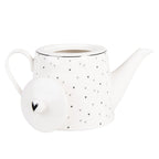Theepot 1000 ml met Porselein Hartjes