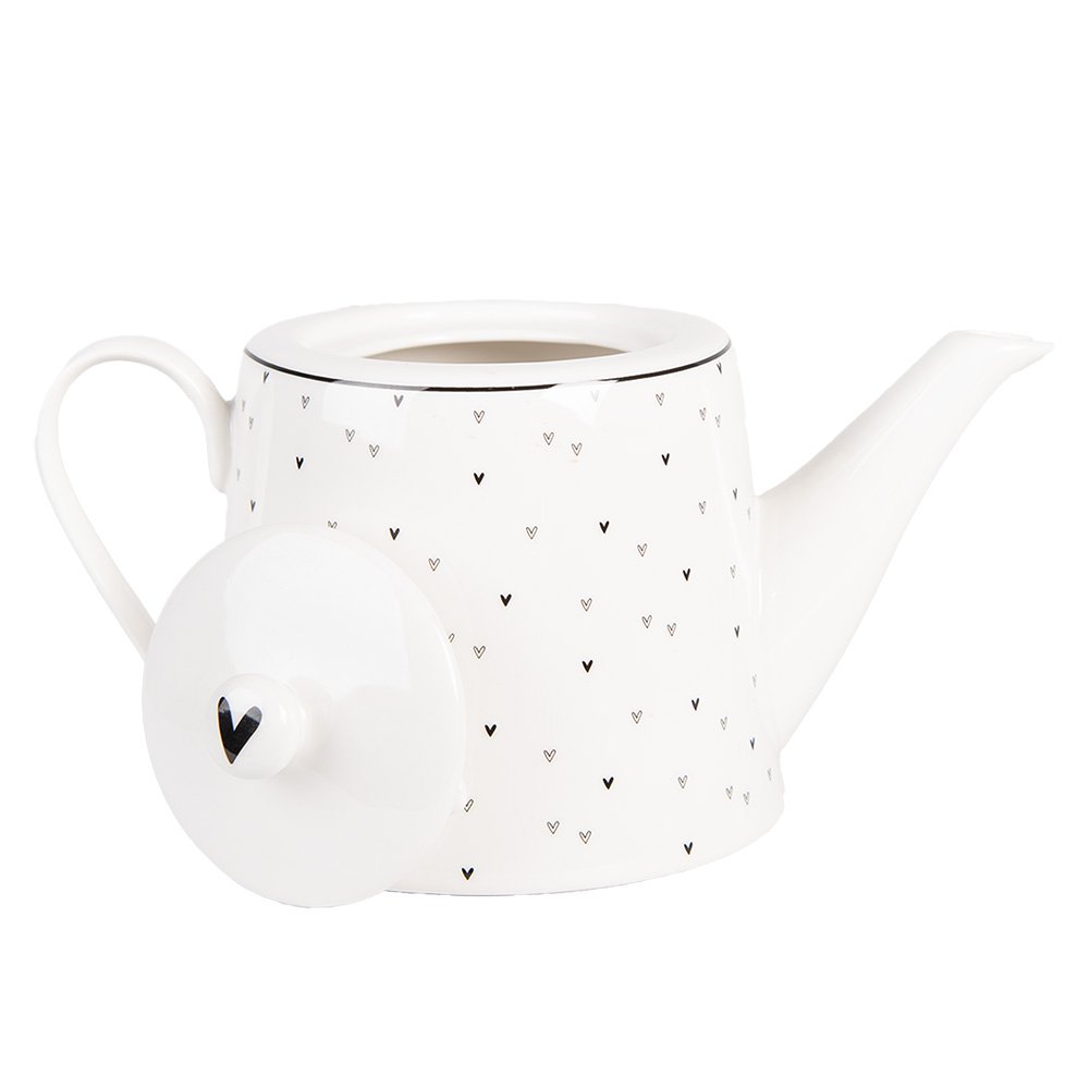 Theepot 1000 ml met Porselein Hartjes