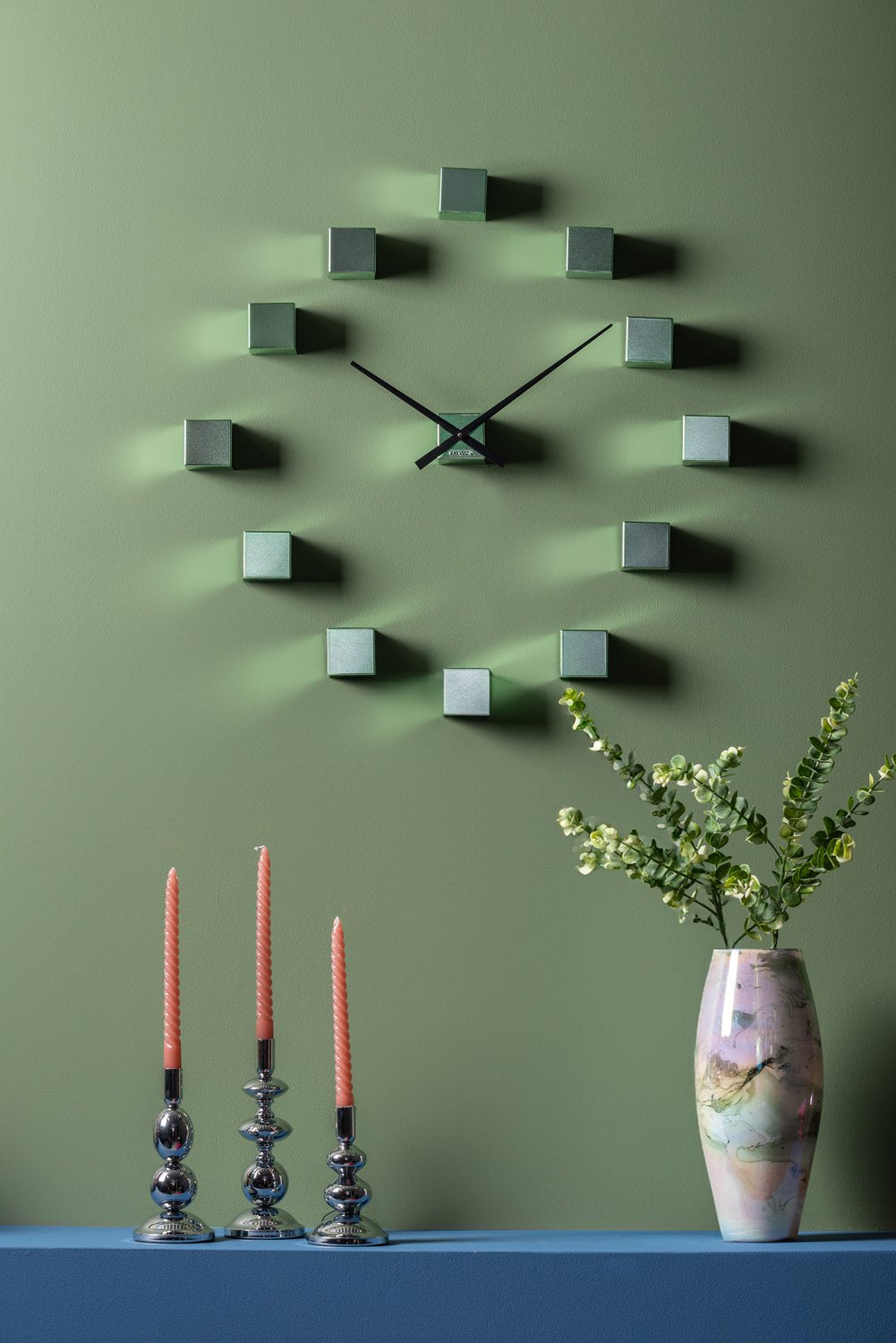 Wandklok DIY Kubiek Metallic