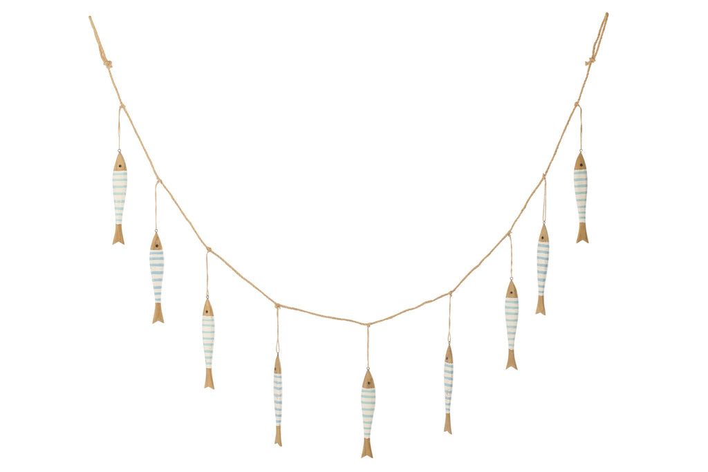 J-Line slinger Vis - hout - naturel/blauw