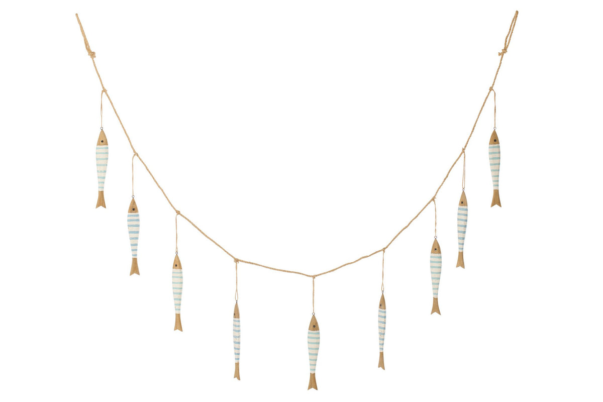 J-Line slinger Vis - hout - naturel/blauw