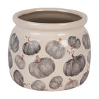 Bloempot Ø 16x13 cm Beige Grijs Keramiek Pompoen