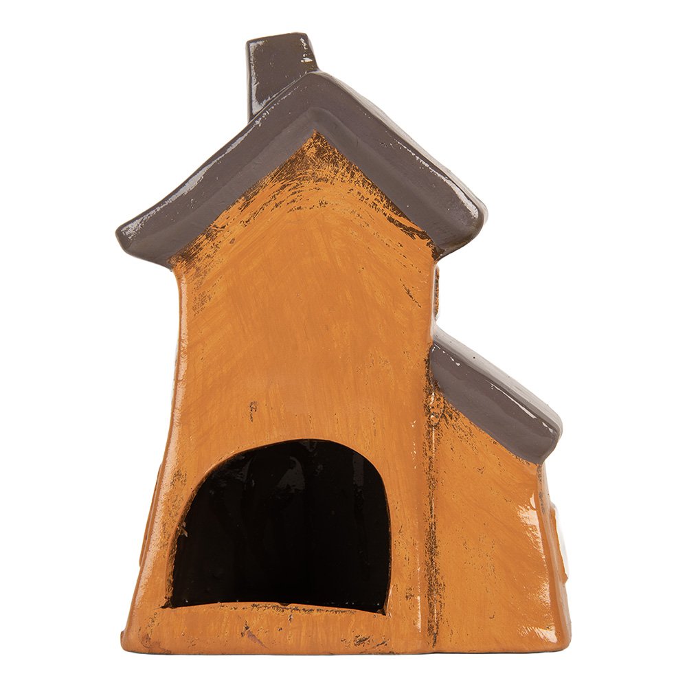 Waxinelichthouder Huis 16x11x22 cm Oranje Keramiek