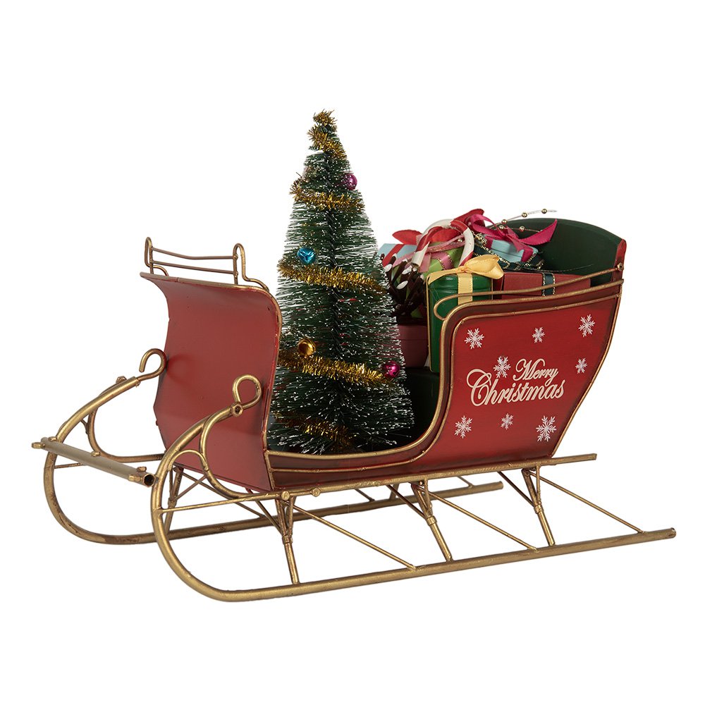 Kerstdecoratie Beeld Slee 30x15x22 cm Rood Metaal
