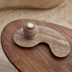 Organisch dienblad Titanium travertine kidney 40x23cm
