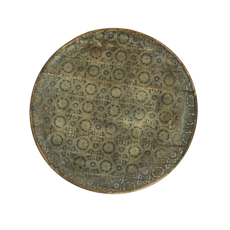Metalen schaal rond 40x40x3cm brons
