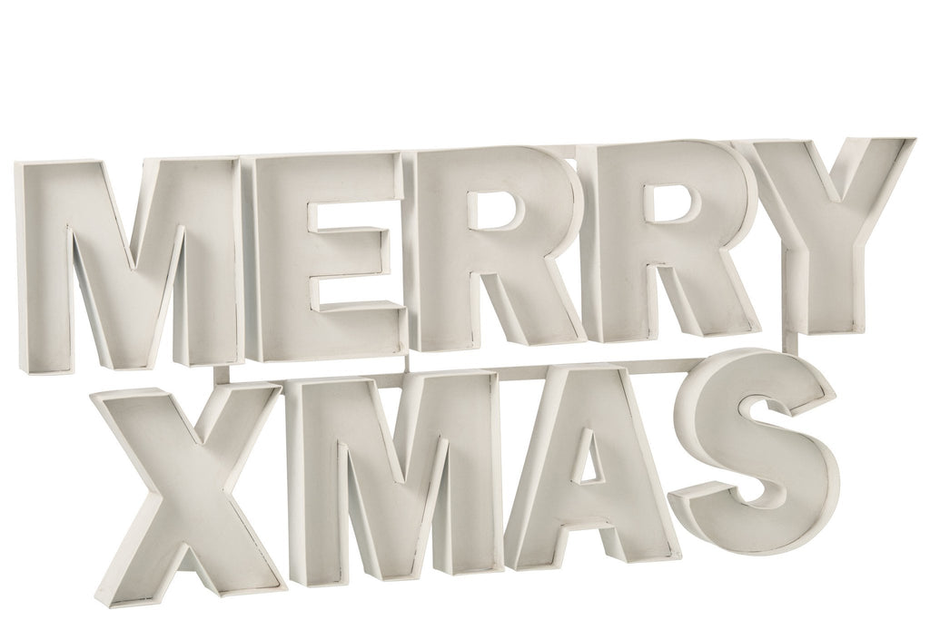 J-Line Xmas bord - ijzer - wit