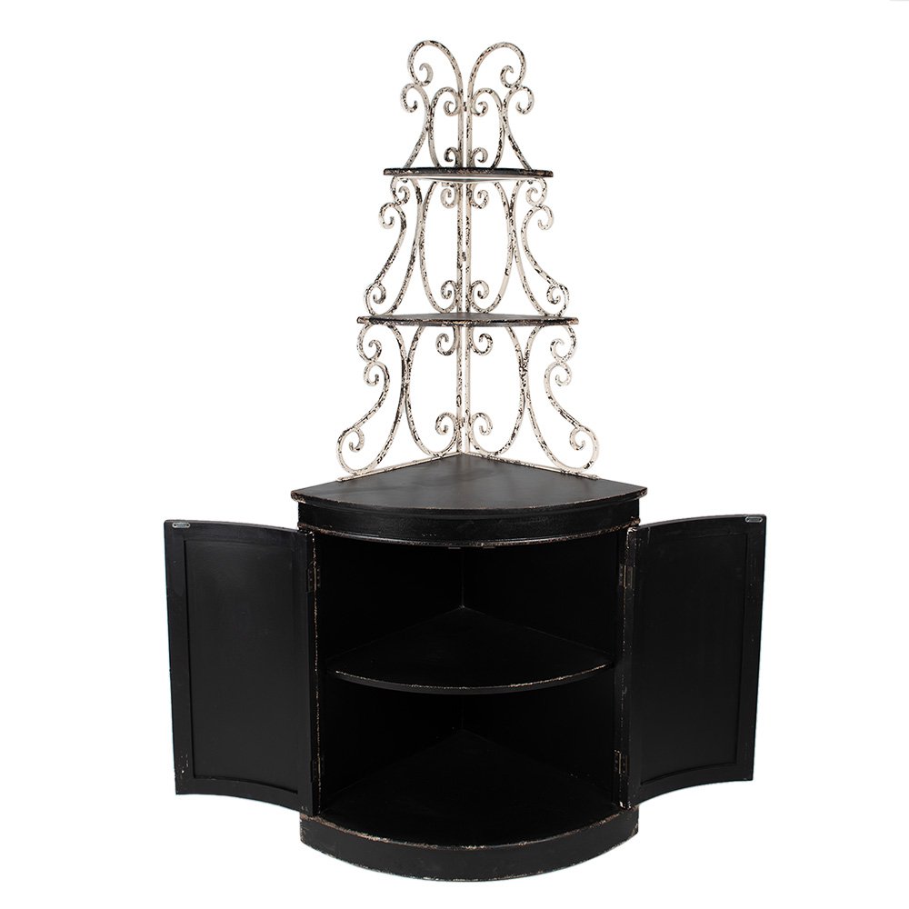 Wandkast Zwart, Hout en IJzer 78x55x181 cm