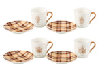 J-Line tas + schotel Blad - giftbox - keramiek - bruin - S - 4 stuks