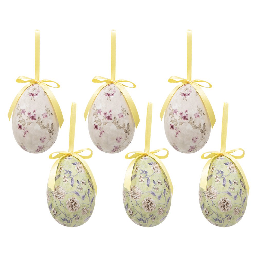 Decoratie hanger ei (set 6) Ø 7x10 cm