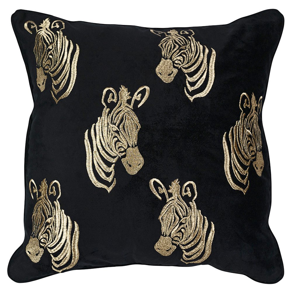 *kussen fluweel zwart zebra 45x45cm*