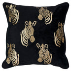 *kussen fluweel zwart zebra 45x45cm*