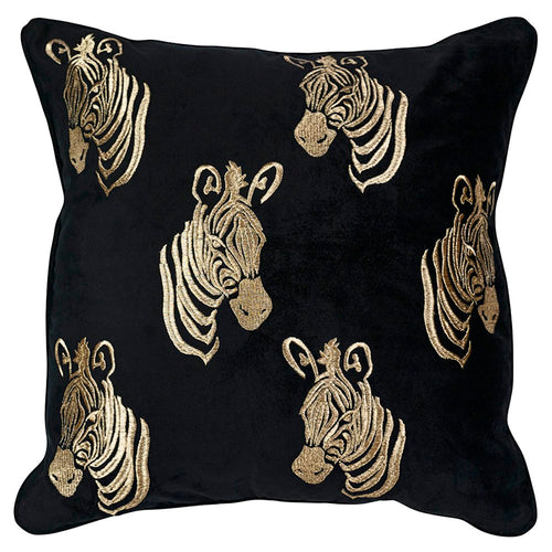 *kussen fluweel zwart zebra 45x45cm*
